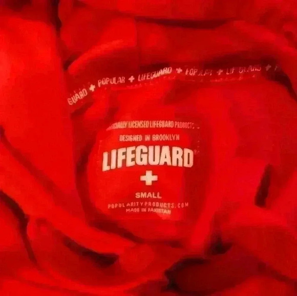 NWT Popularity Products Licensed Red Unisex Lifeguard Hoodie Hooded Sweatshirt - Picture 9 of 12